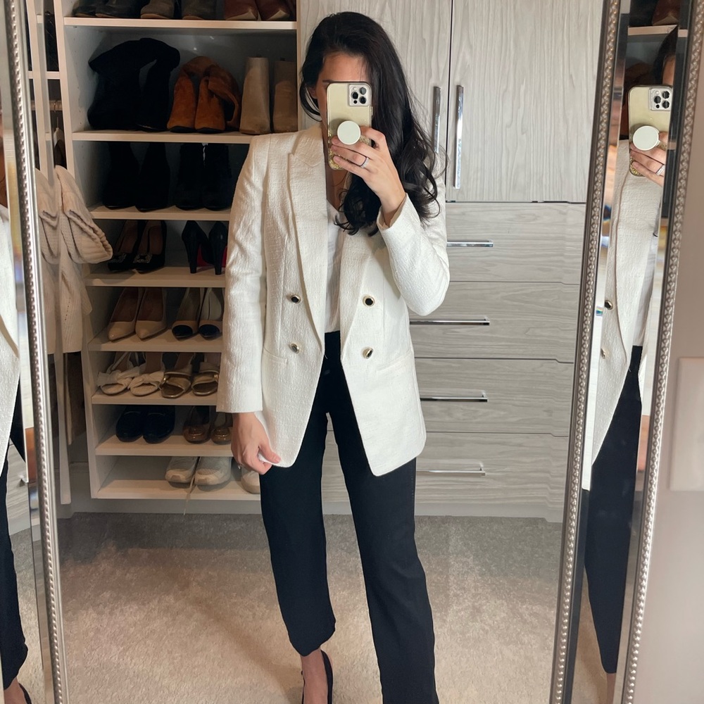 Oversized white blazer